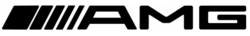 Logo mit der Aufschrift AMG in schwarz mit stilisierten Linien