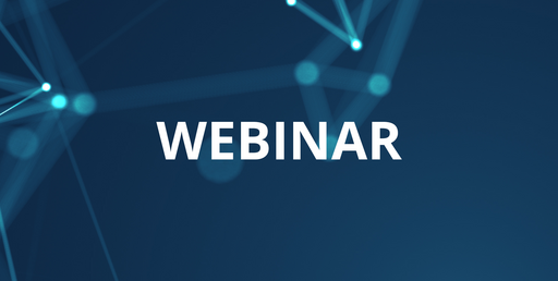 ARP-GUARD Webinar-Ankündigung mit Schriftzug „Webinar“ auf blauem digitalem Netzwerk-Hintergrund im ISL Design