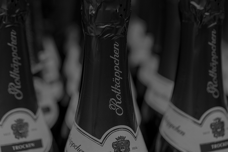 Mehrere Flaschen Rotkäppchen Sekt in Nahaufnahme – Branchenbild für Referenz zu Kunden Rotkäppchen-Mumm Sektkellereien GmbH